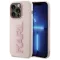 Karl Lagerfeld 3D Rubber Glitter Logo Back Cover hoesje voor Apple iPhone 15 Pro Max - Roze