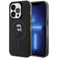 Karl Lagerfeld IML Ikonik Back Cover hoesje met MagSafe voor Apple iPhone 15 Pro Max - Zwart