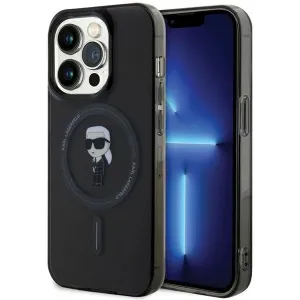 Karl Lagerfeld IML Ikonik Back Cover hoesje met MagSafe voor Apple iPhone 15 Pro Max - Zwart