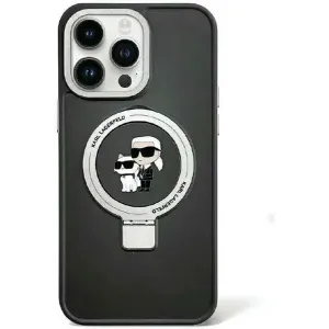 Karl Lagerfeld Ring Stand Karl & Choupette Hard Case Back Cover hoesje met MagSafe voor Apple iPhone 15 Plus/14 Plus - Zwart