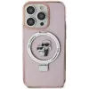 Karl Lagerfeld Ring Stand Karl & Choupette Hard Case Back Cover hoesje met MagSafe voor Apple iPhone 15 - Roze