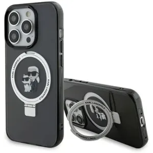 Karl Lagerfeld Ring Stand Karl & Choupette Hard Case Back Cover hoesje met MagSafe voor Apple iPhone 15 Pro Max - Zwart