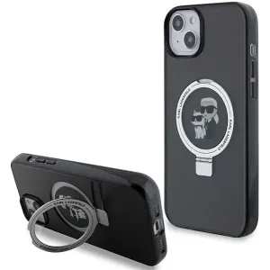 Karl Lagerfeld Ring Stand Karl & Choupette Hard Case Back Cover hoesje met MagSafe voor Apple iPhone 14 - Zwart