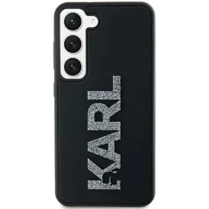 Karl Lagerfeld 3D Rubber Glitter Logo Back Cover hoesje voor Samsung Galaxy S23 Ultra - Zwart
