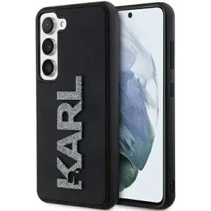 Karl Lagerfeld 3D Rubber Glitter Logo Back Cover hoesje voor Samsung Galaxy S23 Plus - Zwart