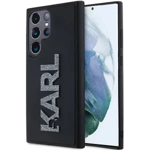 Karl Lagerfeld 3D Rubber Glitter Logo Back Cover hoesje voor Samsung Galaxy S24 Ultra - Zwart