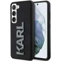 Karl Lagerfeld 3D Rubber Glitter Logo Back Cover hoesje voor Samsung Galaxy S24 - Zwart