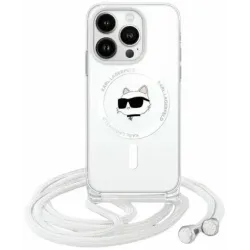Karl Lagerfeld IML Choupette Head & Cord Back Cover hoesje met MagSafe voor Apple iPhone 15 Pro - Transparant