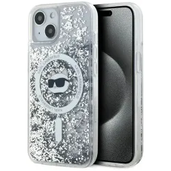 Karl Lagerfeld Liquid Glitter Choupette Head Back Cover hoesje met MagSafe voor Apple iPhone 14 - Transparant