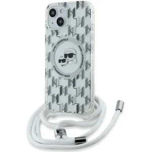 Karl Lagerfeld IML Crossbody Monogram Karl & Choupette Head Back Cover hoesje met MagSafe voor Apple iPhone 15/14 - Transparant