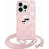 Karl Lagerfeld IML Crossbody Monogram Karl & Choupette Head Back Cover hoesje met MagSafe voor Apple iPhone 15 Pro Max - Roze