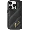 Karl Lagerfeld Diagonal Quilted Script Back Cover hoesje voor Apple iPhone 15 Pro Max - Zwart