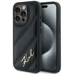 Karl Lagerfeld Diagonal Quilted Script Back Cover hoesje voor Apple iPhone 14 Pro - Zwart
