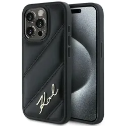 Karl Lagerfeld Diagonal Quilted Script Back Cover hoesje voor Apple iPhone 14 - Zwart