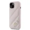 Karl Lagerfeld Diagonal Quilted Script Back Cover hoesje voor Apple iPhone 14 - Roze 2