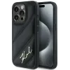 Karl Lagerfeld Diagonal Quilted Script Back Cover hoesje voor Apple iPhone 15 Pro - Zwart