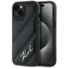 Karl Lagerfeld Diagonal Quilted Script Back Cover hoesje voor Apple iPhone 15 Plus/14 Plus - Zwart