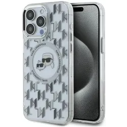 Karl Lagerfeld IML Monogram Karl & Choupette Head Back Cover hoesje met MagSafe voor Apple iPhone 15 Pro - Transparant