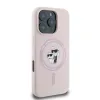 Karl Lagerfeld Silicone Karl & Choupette Heads Ring Back Cover hoesje met MagSafe voor Apple iPhone 16 Pro Max - Roze 2
