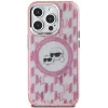 Karl Lagerfeld IML Monogram Karl & Choupette Head Back Cover hoesje met MagSafe voor Apple iPhone 15 - Roze