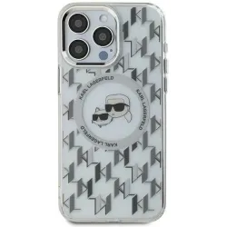 Karl Lagerfeld IML Monogram Karl & Choupette Head Back Cover hoesje met MagSafe voor Apple iPhone 15 - Transparant