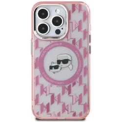 Karl Lagerfeld IML Monogram Karl & Choupette Head Back Cover hoesje met MagSafe voor Apple iPhone 16 Pro - Roze