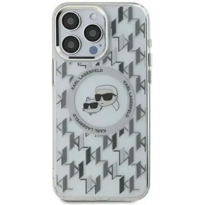 Karl Lagerfeld IML Monogram Karl & Choupette Head Back Cover hoesje met MagSafe voor Apple iPhone 16 - Transparant