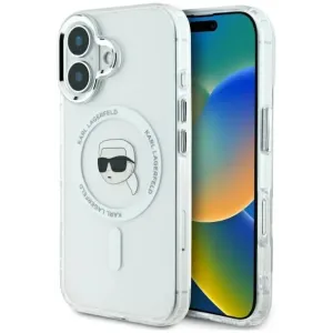 Karl Lagerfeld IML Metal Karl Head Back Cover hoesje met MagSafe voor Apple iPhone 16 Plus - Wit