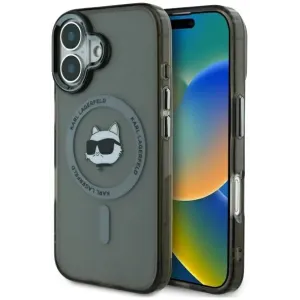 Karl Lagerfeld IML Metal Choupette Head Back Cover hoesje met MagSafe voor Apple iPhone 16 Plus - Zwart