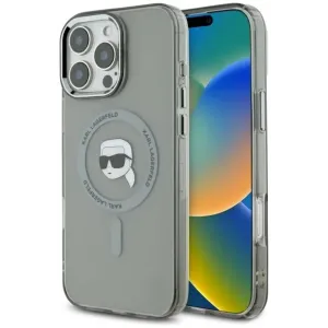 Karl Lagerfeld IML Metal Karl Head Back Cover hoesje met MagSafe voor Apple iPhone 16 Pro Max - Zwart