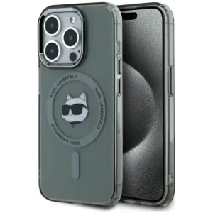 Karl Lagerfeld IML Metal Choupette Head Back Cover hoesje met MagSafe voor Apple iPhone 15 Pro - Zwart