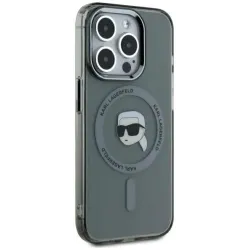 Karl Lagerfeld IML Metal Karl Head Back Cover hoesje met MagSafe voor Apple iPhone 15 Pro - Zwart