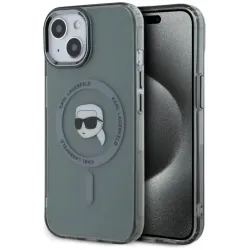 Karl Lagerfeld IML Metal Karl Head Back Cover hoesje met MagSafe voor Apple iPhone 15 - Zwart