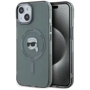 Karl Lagerfeld IML Metal Karl Head Back Cover hoesje met MagSafe voor Apple iPhone 15 - Zwart