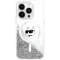 Karl Lagerfeld Liquid Glitter Choupette Head Back Cover hoesje met MagSafe voor Apple iPhone 16 - Transparant