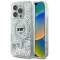 Karl Lagerfeld Liquid Glitter Choupette Head Back Cover hoesje met MagSafe voor Apple iPhone 16 Pro Max - Transparant