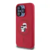 Karl Lagerfeld Silicone Karl & Choupette Heads Ring Back Cover hoesje met MagSafe voor Apple iPhone 15 Pro - Rood 2