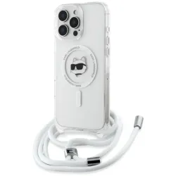 Karl Lagerfeld IML Choupette Head & Cord Back Cover hoesje met MagSafe voor Apple iPhone 16 Pro - Transparant