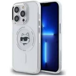 Karl Lagerfeld IML Metal Choupette Head Back Cover hoesje met MagSafe voor Apple iPhone 14 Pro - Wit