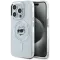 Karl Lagerfeld IML Metal Choupette Head Back Cover hoesje met MagSafe voor Apple iPhone 15 Pro - Wit