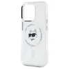 Karl Lagerfeld IML Metal Choupette Head Back Cover hoesje met MagSafe voor Apple iPhone 15 Pro - Wit 6