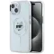 Karl Lagerfeld IML Metal Choupette Head Back Cover hoesje met MagSafe voor Apple iPhone 15 - Wit