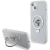 Karl Lagerfeld Ring Stand Karl & Choupette Hard Case Back Cover hoesje met MagSafe voor Apple iPhone 15 Plus/14 Plus - Wit