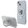 Karl Lagerfeld Ring Stand Karl & Choupette Hard Case Back Cover hoesje met MagSafe voor Apple iPhone 15 - Wit