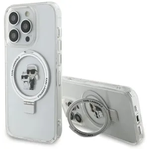 Karl Lagerfeld Ring Stand Karl & Choupette Hard Case Back Cover hoesje met MagSafe voor Apple iPhone 15 Pro Max - Wit