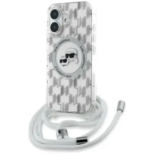 Karl Lagerfeld IML Crossbody Monogram Karl & Choupette Head Back Cover hoesje met MagSafe voor Apple iPhone 16 - Transparant