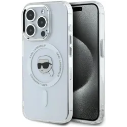 Karl Lagerfeld IML Metal Karl Head Back Cover hoesje met MagSafe voor Apple iPhone 15 Pro - Wit