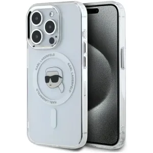 Karl Lagerfeld IML Metal Karl Head Back Cover hoesje met MagSafe voor Apple iPhone 15 Pro - Wit