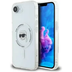 Karl Lagerfeld IML Metal Karl Head Back Cover hoesje met MagSafe voor Apple iPhone 17e/16e - Wit