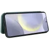 Phonesta Carbon Fiber Skin Book Wallet Case hoesje voor Samsung Galaxy S25 Plus - Donkergroen 3